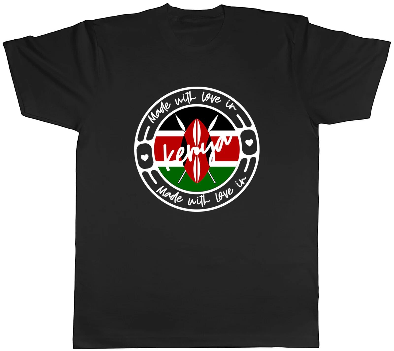 Made With Love In Kenya Country Mens Unisex T-Shirt Tee Gift XS