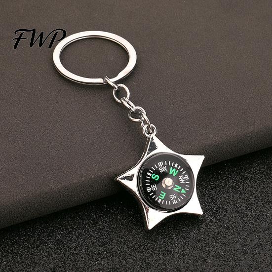 Heart-shaped Compass Keychain Alloy Mini Bag Charm Outdoor Adventure Gear Camping Backpack Gift for Hikers