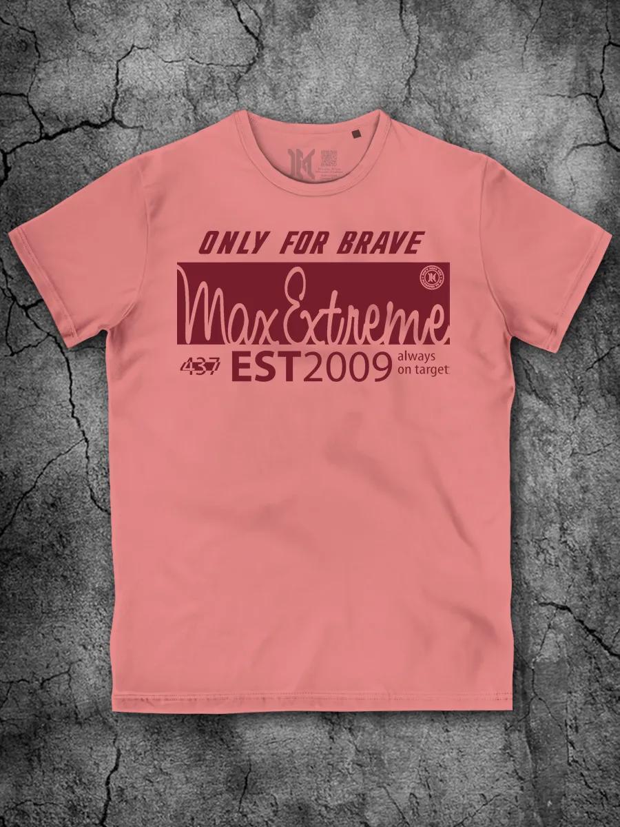 Men s T-shirt with a dark pink print with the inscription cotton S