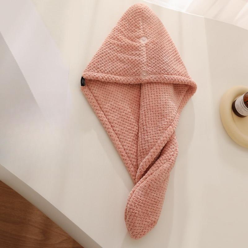Dry Hair Cap Female Thickened Absorbent Double-layer Coral Fleece Bag Head Towel Pineapple Grid Shower Cap Hair Towel