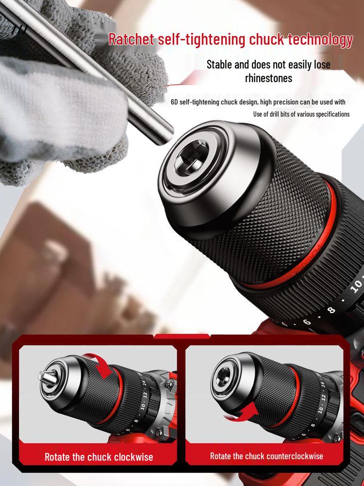 Delixi Brushless Rechargeable Lithium Impact Drill & Screwdriver: Multifunctional Handheld Electric Pistol Drill for Household Use