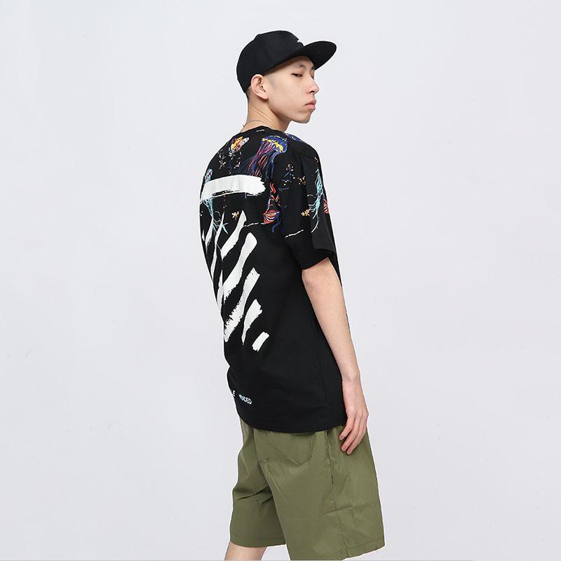 IELGY T-shirt Loose Casual Round Neck All-match Bottoming Shirt Printing Graffiti Short-sleeved Splash Ink Japanese