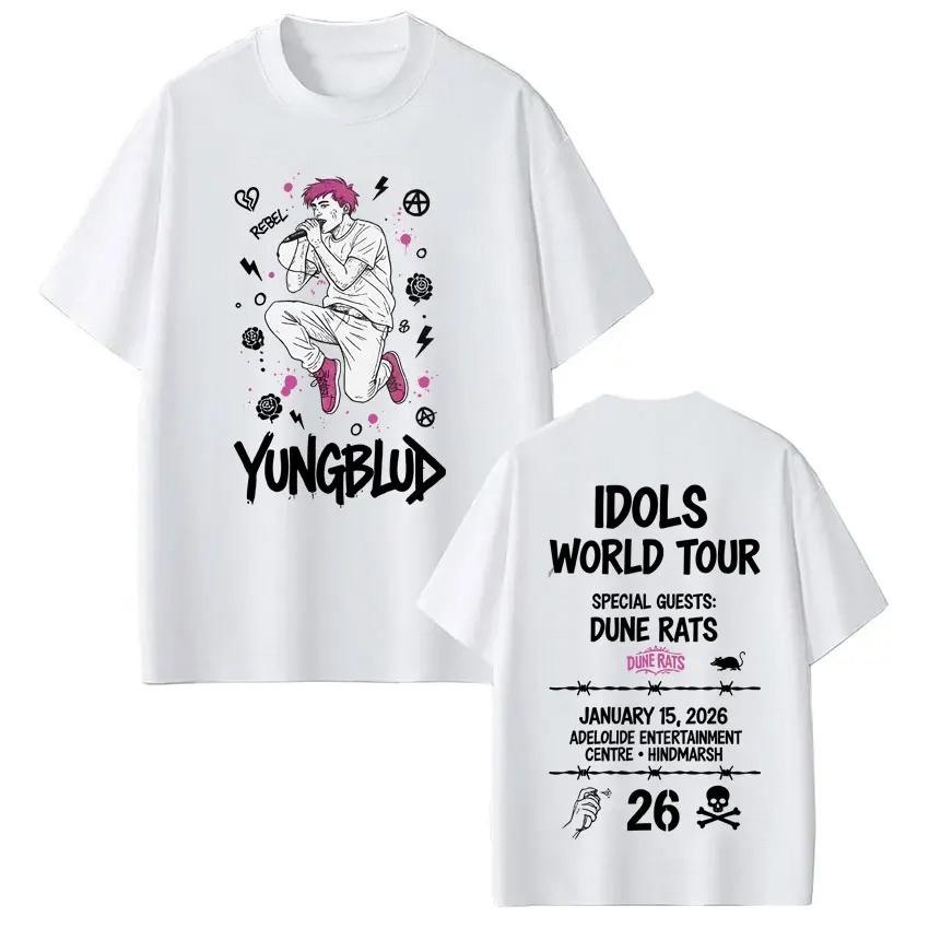 Unisex Women Gothic Punk Tshirts Singer Yungblud IDOLS Tour 2026 Graphics Tshirt Shortsleeved Loose Hiphop Cotton Tshirts Tops