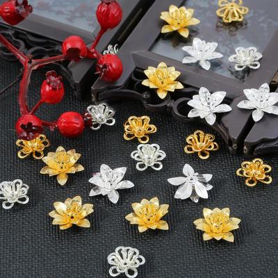 10 bucăți 3D metal alamă 3 straturi margele de bază de flori pentru bijuterii DIY accesorii cercei