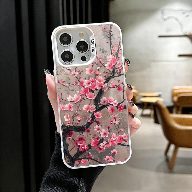 Cherry Blossom Sakura Fashion Soft Phone Case for iPhone 15 16 17 Pro Max 17Air 16E 14 Plus 13 12 Mini Shockproof Cover Back She