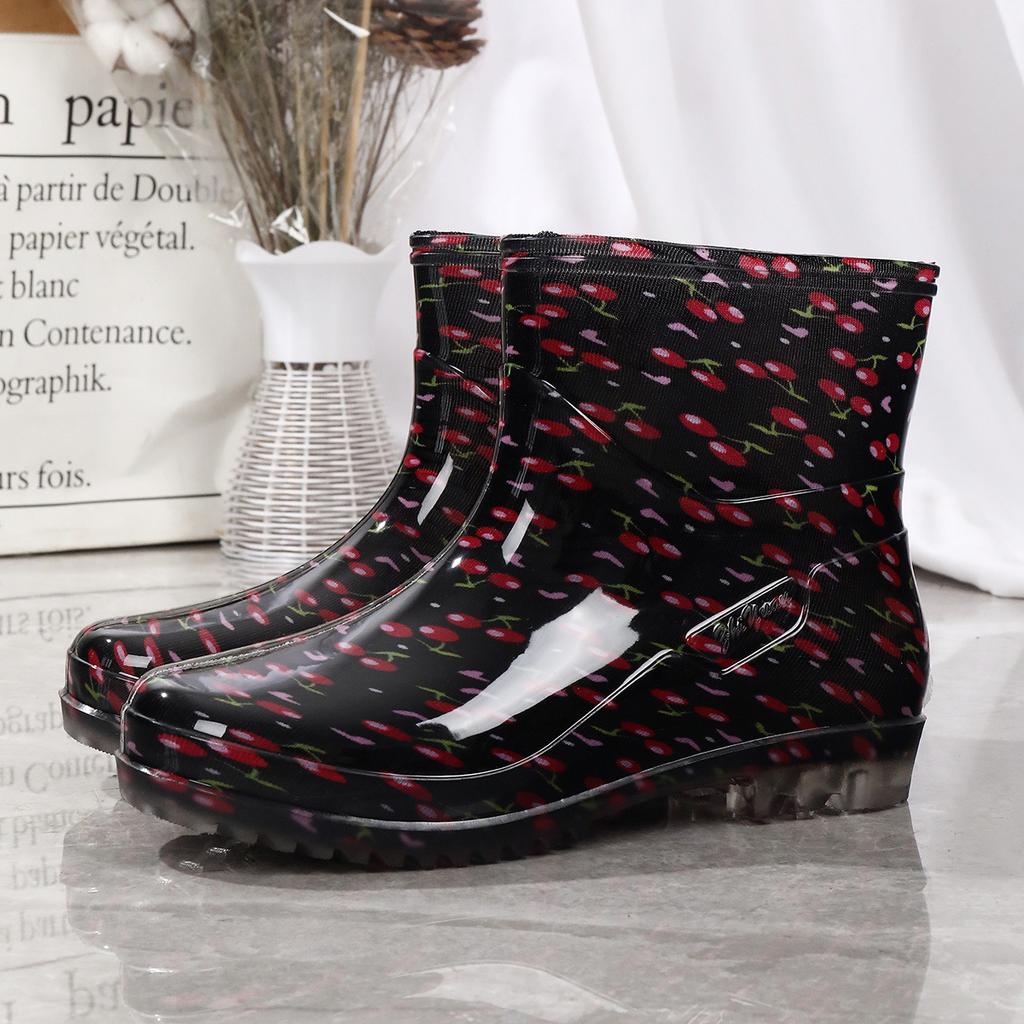 Fashion Fashionable Print Rain Boots Adult Women's Waterproof Boots Anti-slip Wear-resistant Shoes Mid-high Boot Rain Shoes 2026 New