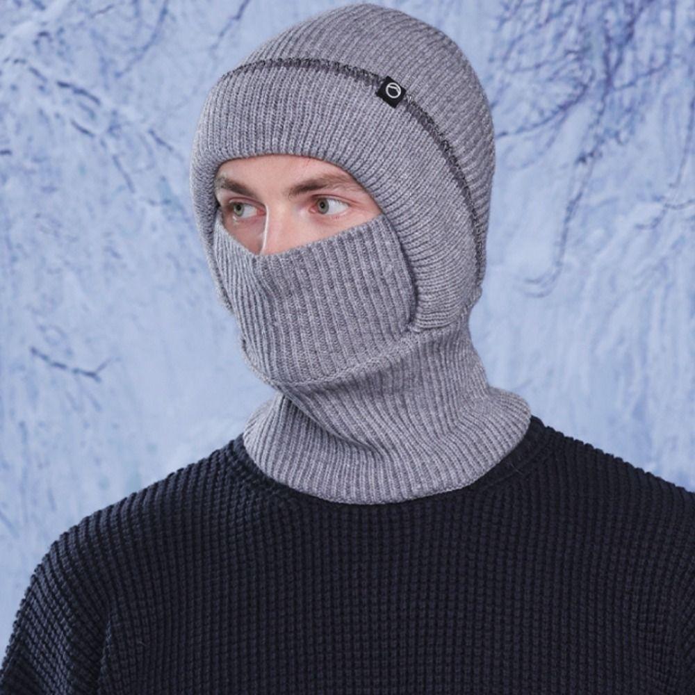

Thicken Warm Cycling Cap One-piece Men s Neck Warmer Hat Fashion Pullover Cap Men Winter чорний