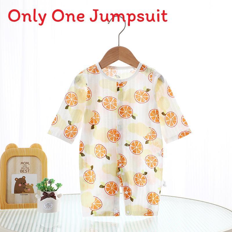 Cotton Baby Sleepwear With Long Sleeves And No Bone Technique For Infants