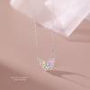 925 Sterling Silver Korean Sweet Colored Zircon Butterfly Pendant Necklace for Women Wedding Party Jewelry