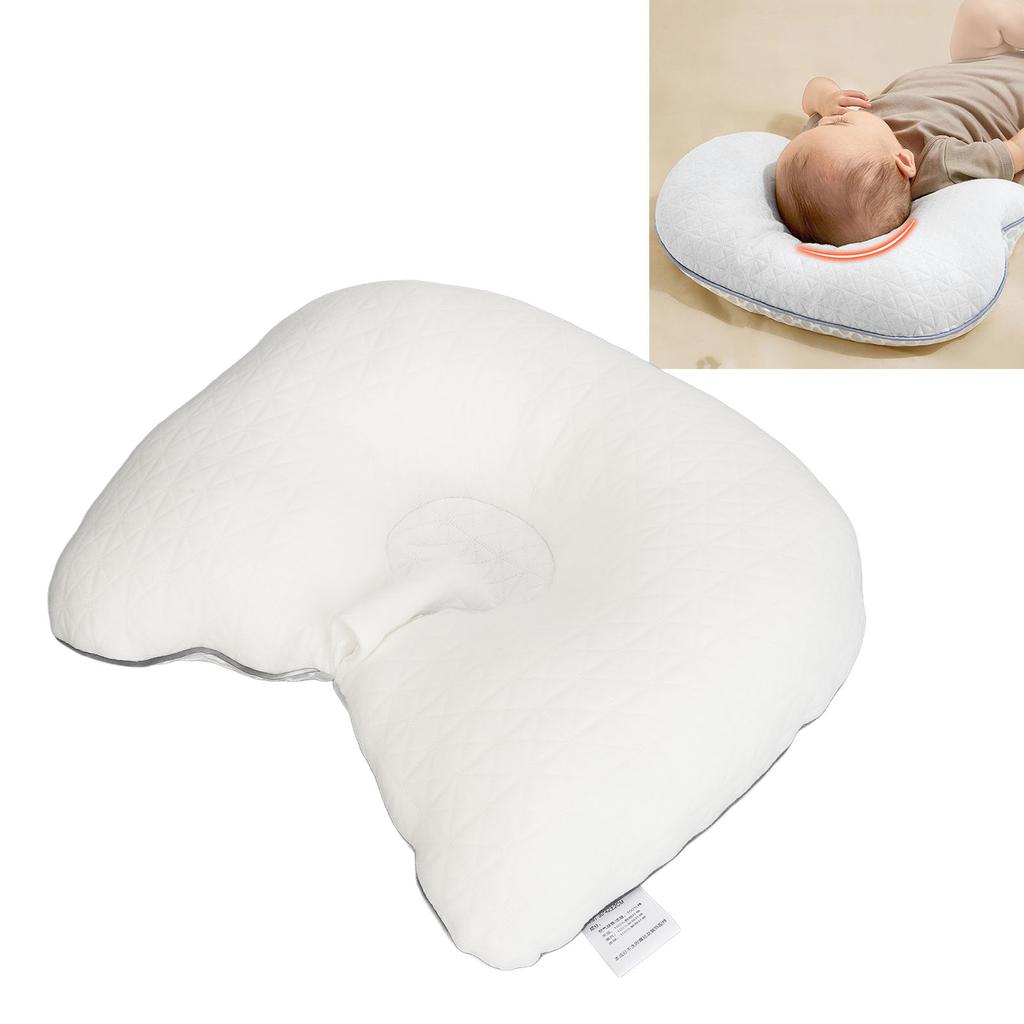 Toddler Head Pillow Stable Dual Sided Pearl Cotton Knitted Fabric Prevent Flat Head Newborn Pillow for Aged 0 To 1 White