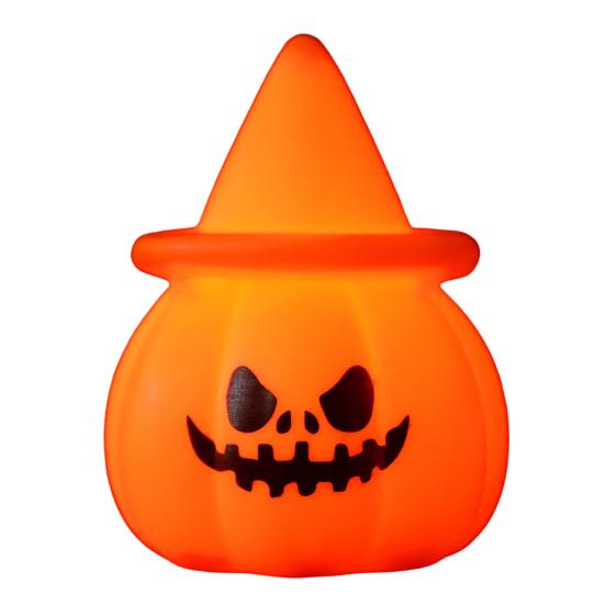Halloween Pumpkin Night Light, LED Light-up Witch Hat Pumpkin, Spooky Cartoon Pumpkin Table Lamp for Holiday Party Decoration