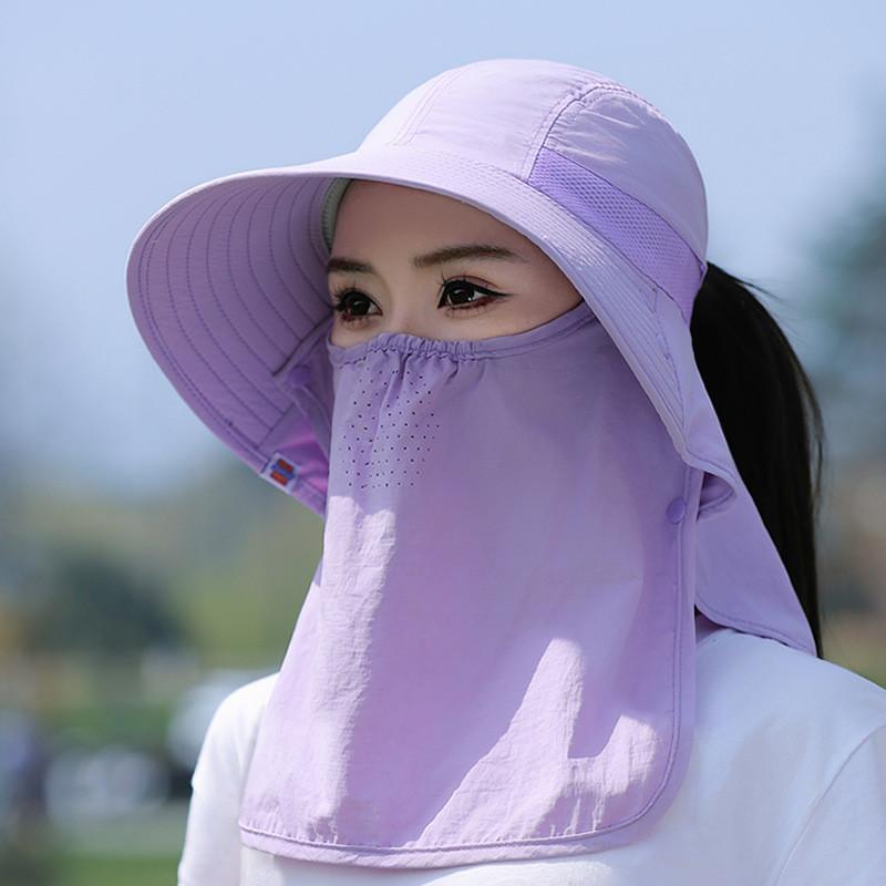 Sun Protection Baseball Cap With Face Mask For Women Summer Sunshade Sport Style