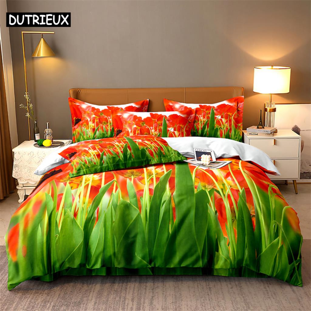 Pink Flowers Queen Bedding Set Duvet Cover Set Kids Bedding Digital Printing Bed Linen King Size Duvet Cover Set Bedding Set