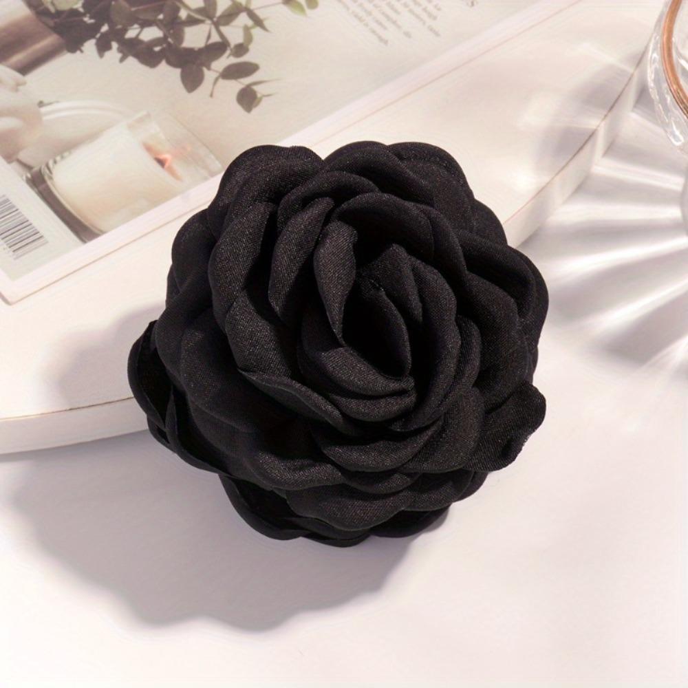 New Fabric Rose Flower Hair Claw Clips Large Size Red Headwear Princess Style Girl s Hair Clip Women чёрный
