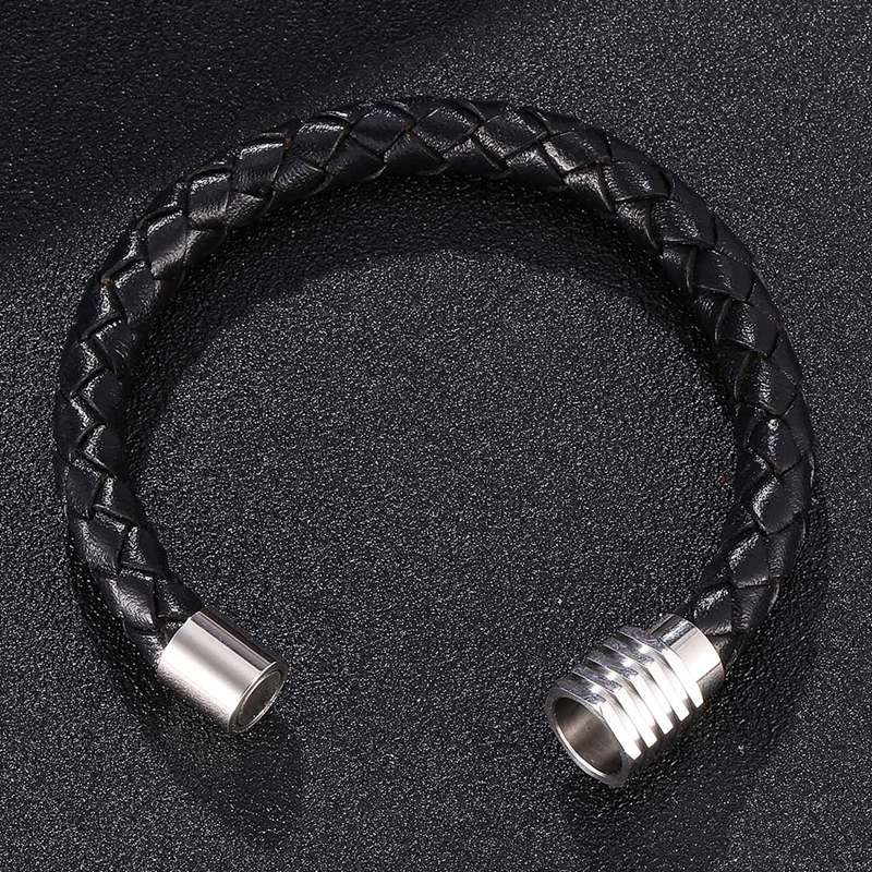 Men Bracelet Black Braided Leather Bracelets Male Bracelets Jewelry