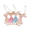 3PCS Natural Party Supplies Wooden Hanging Easter Ornaments Cute Bunny Easter Rabbit Wood Crafts
