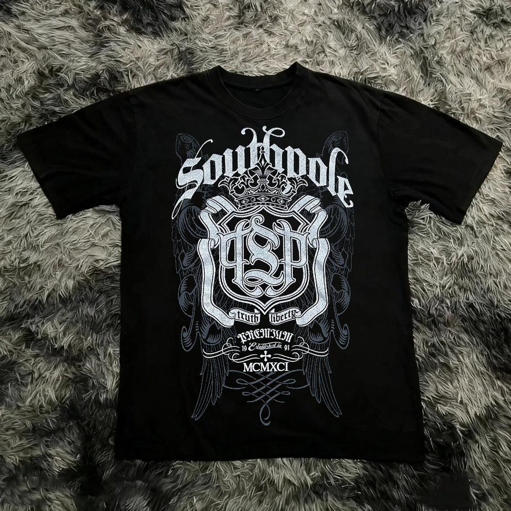 Klassisches Y2K Gothic Stil T-Shirt Druck Oversize T-Shirt High Street Shirts Gothic Rundhals Baumwoll Tops Neues Herren Damen T-Shirt
