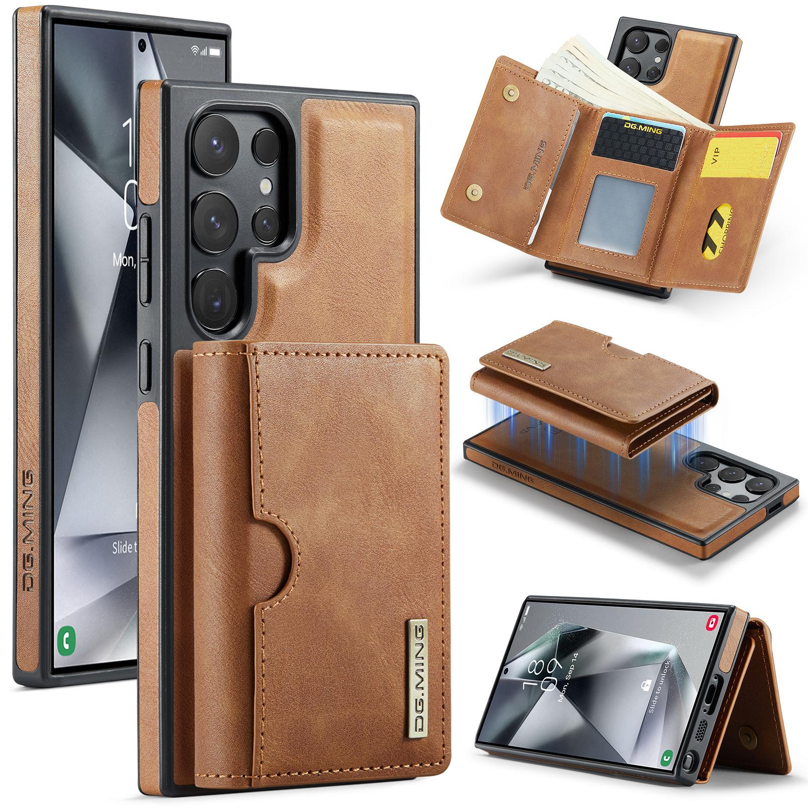 

Leather Cell Phone Case for Samsung Galaxy S25 Ultra Edge S26 Plus S24 Fe S23 S22 S21 Magnetic Detachable Card Slot Wallet Cover Galaxy S25 FE коричневый