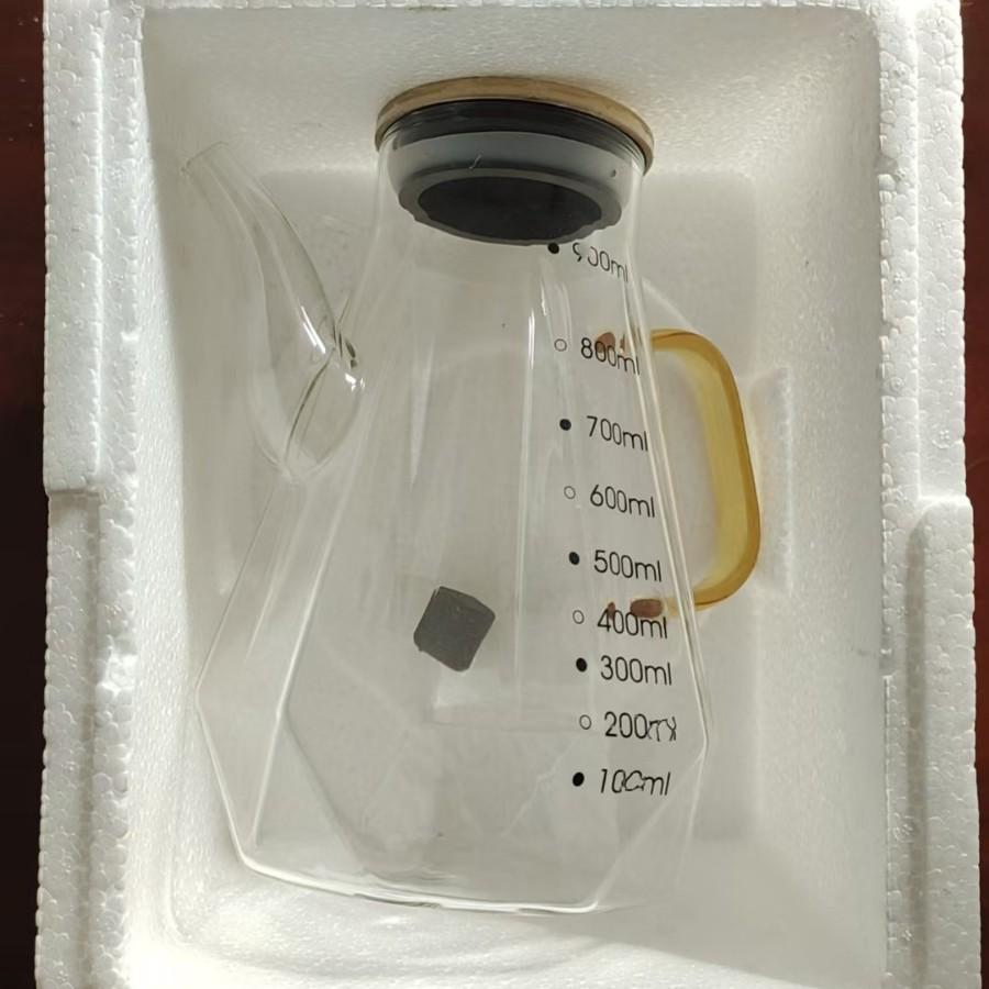 Large Capacity Leak-Proof Glass Oil Pot with Lid for Kitchen