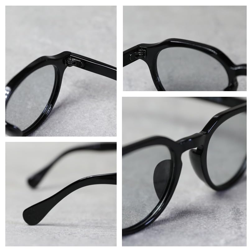 (Eight) Photochromic Polarized Crown Panto Sunglasses for Men and Women, Fashion Glasses, Comes with Dedicated Case, Light GrayLight Purple F