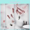 Terrifying Halloween Static Cling Stickers Featuring Blood Handprints For Spooky Decor