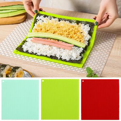 Silicone Sushi Rolling Mat Non-stick Food Grade Easy To Clean Anti-slip Rectangle Homemade Japanese Nori Sushi Making Pad Maker Tool Kitchen Supplies