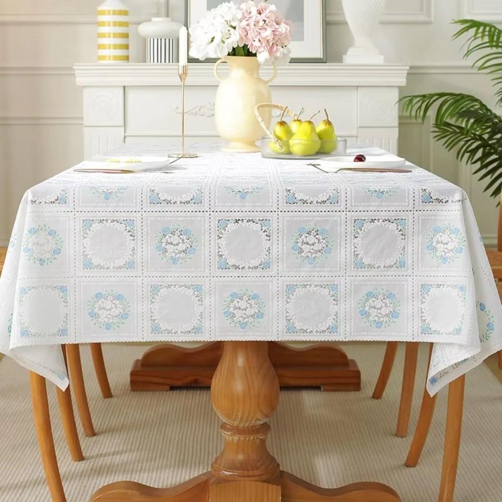 Floral Patterned Waterproof PVC Tablecloth Washable Oil Proof Table Cover Stain Resistant Erasable Table Mat Dining Tables