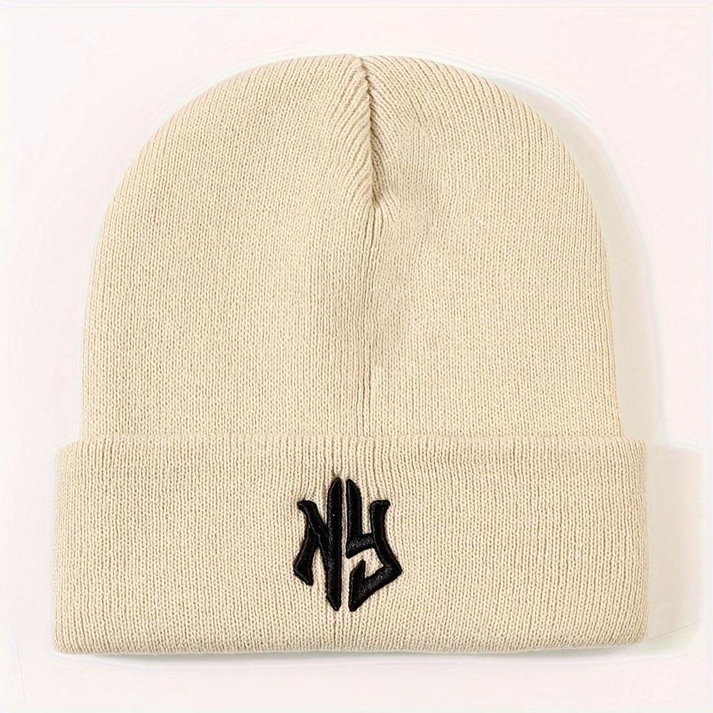 

Модная шапка для пары с вышитым буквенным узором, подходящая как мужчинам, так и женщинам, эластичная вязаная шапка