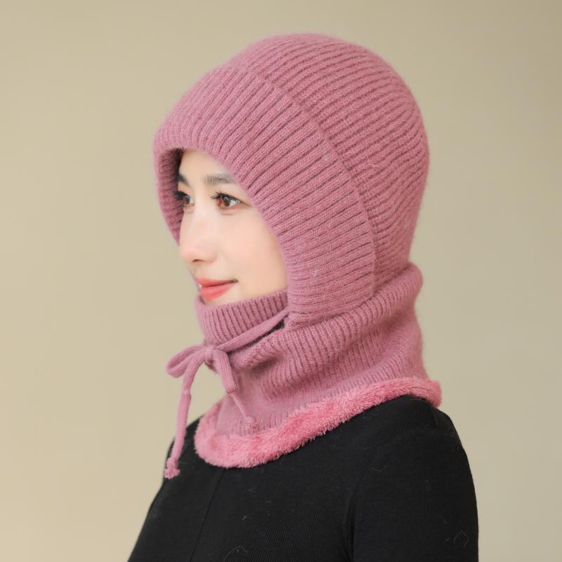 

Новые женские зимние шапки из меха кролика, сохраняющие тепло, шапки для женщин, ветрозащитные, утепленные, утепленные, шапки-балаклавы 55cm-60cm темно-розовый