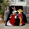 Bugs Bunny & Lola Bunny Looney Tunes Art Print PosterBlanket Flannel Throw Blanket for Sofa, Bed, Travel, Camping, Office
