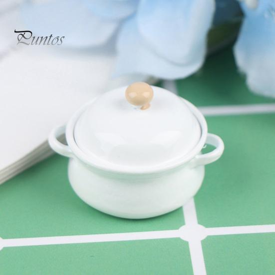 1/8 1/12  Dollhouse Miniature Candy Color Kitchen Soup Pot Model Sauce Pan Toys