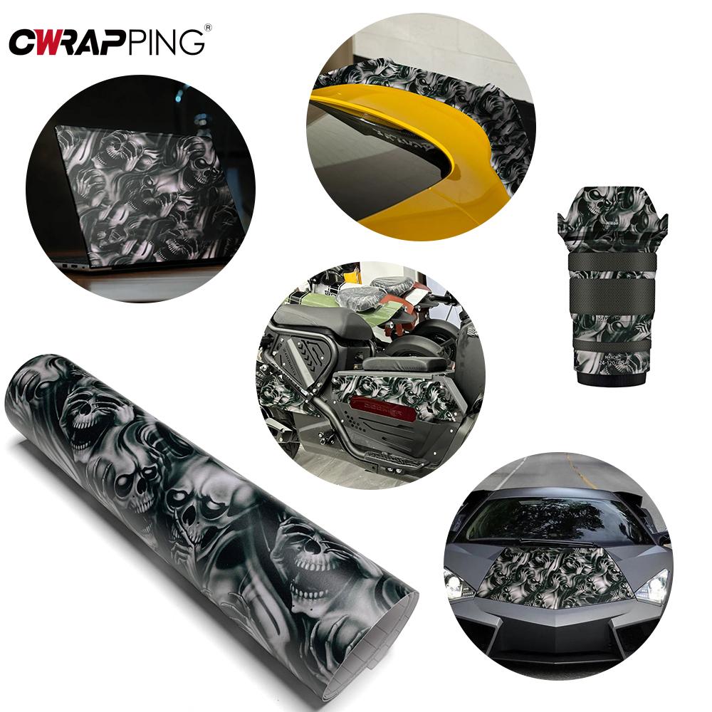 Car Skull Sticker Camouflage Cartoon Printed Self Adhesive Film Auto Motorcycle Body Modification Films for Car Accessories