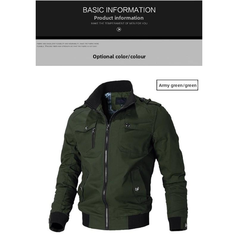 Large size men's coat autumn trend casual Korean version handsome slim tooling jacket cotton military top tide