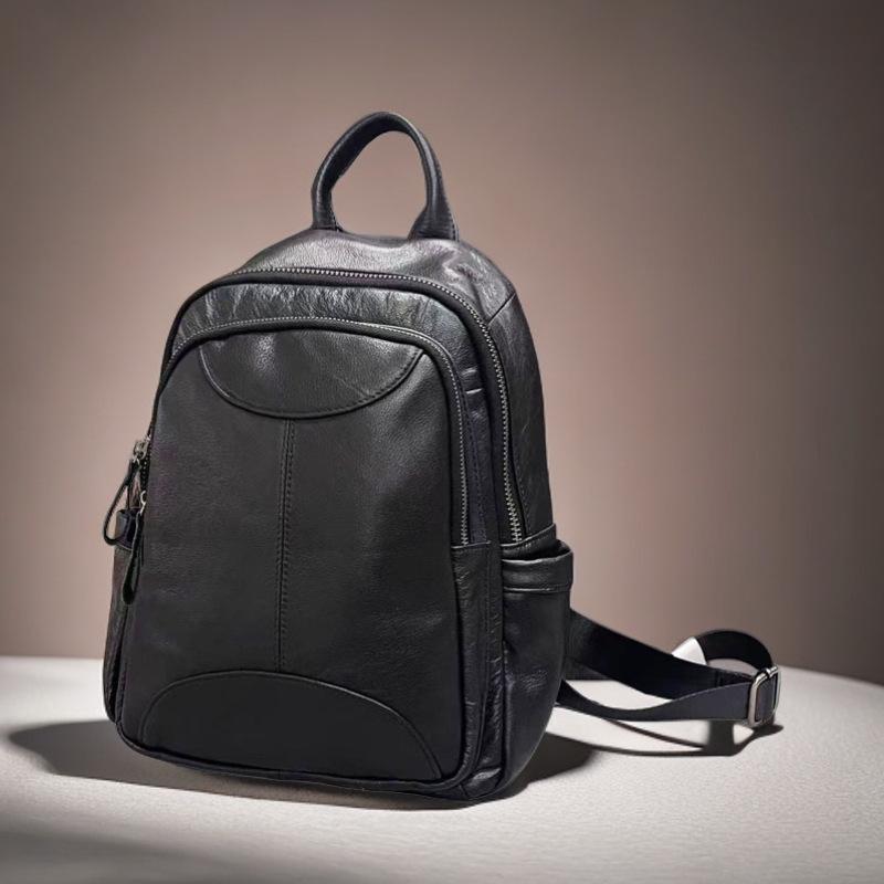 

Кожаный рюкзак женский черный первый слой коровьей кожи женский рюкзак модная универсальная мягкая кожаная женская сумка чёрный