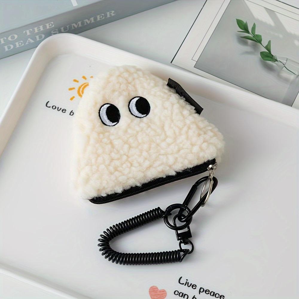 Cute Rice And Vegetable Roll Doll Plush Wallet Lightweight Polyester Hanging Storage Bag With Zipper Portable Niche Organizer