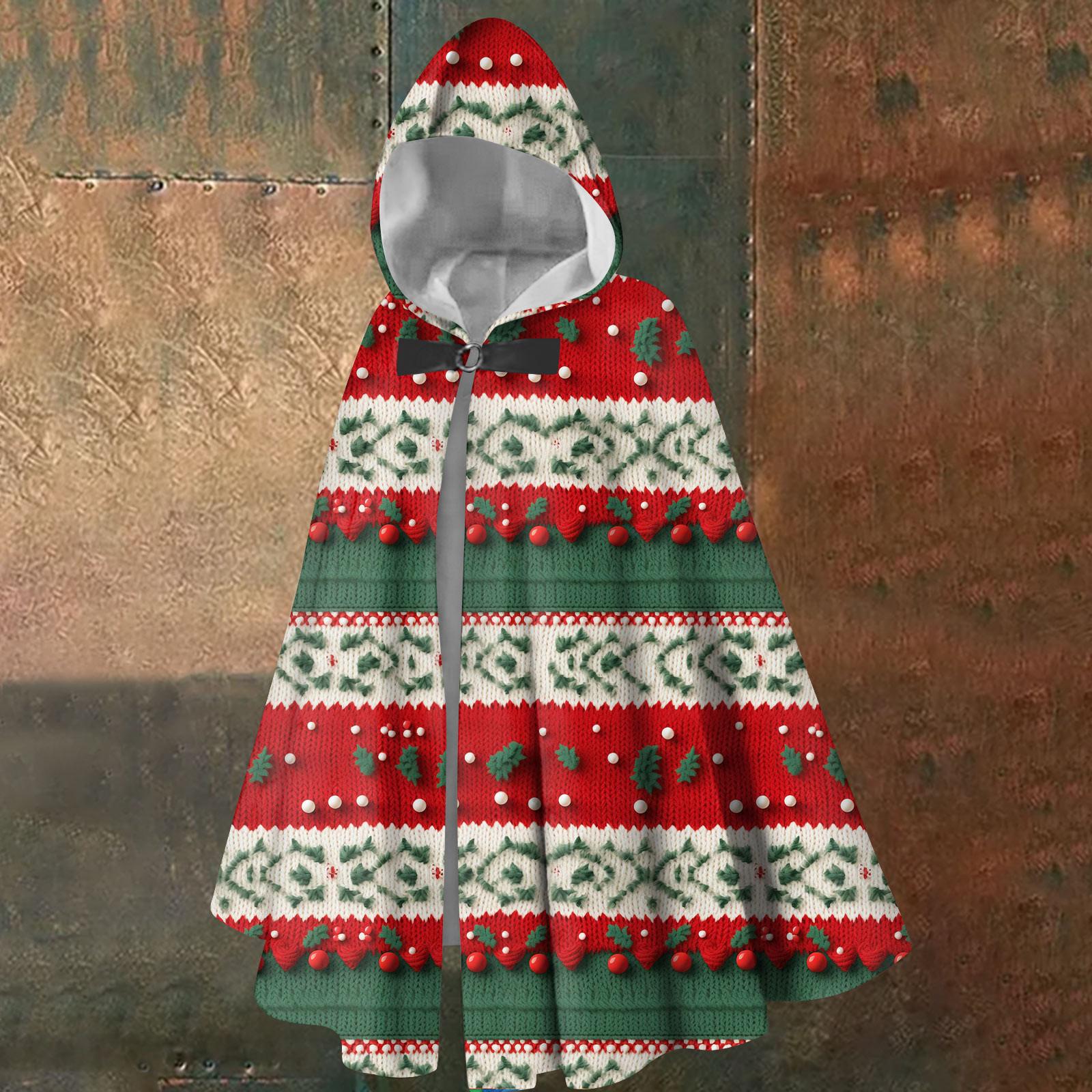 

Рождественский принт — стильная длинная накидка с капюшоном, подходящая как мужчинам, так и женщинам One Size