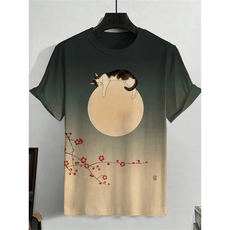 Japonská grafická trička Ukiyo-e pro muže Módní trend Krátký rukáv 3D tištěná Letní trička Cool Streetwear Harajuku Trička