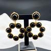 Vintage Heavy Industry Exaggerated High Quality Black Glass Versatile Charm Earclip
