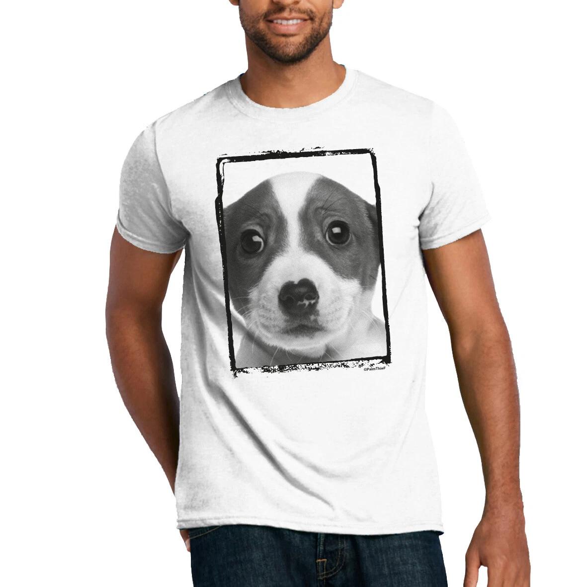 Puppy T-Shirt Dog Pet Lover Cute Close Up Monochrome Animals S