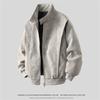 Tang Tuan Unisex Washed Leather Baseball Jacket: Retro Spring Casual Hong Kong-Style with Loose Fit Collar.