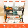 Dish Drainer, Over-the-Sink Dish Drainer, 2-Tier Kitchen Utensil Holder, Kitchen Storage Shelf, Large Capacity, Non-Slip, Space-Saving, Chopstick Stor