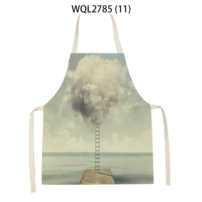 1pcs Nature Ocean Scenery Animal Print Apron Men and Women Kitchen Baking Baking Accessories Bib Antifouling Apron
