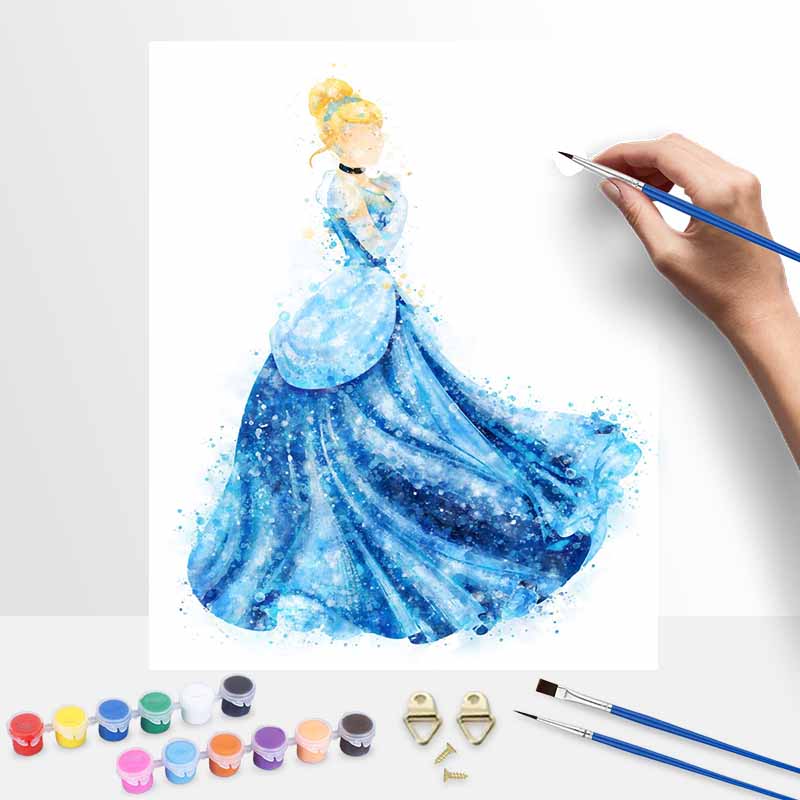 Disney Cinderella Watercolor Art Paint by Numbers Kit Handmade Diy Home Decor Gifts Wall Canvas Painting Artistic Room Decoration 130