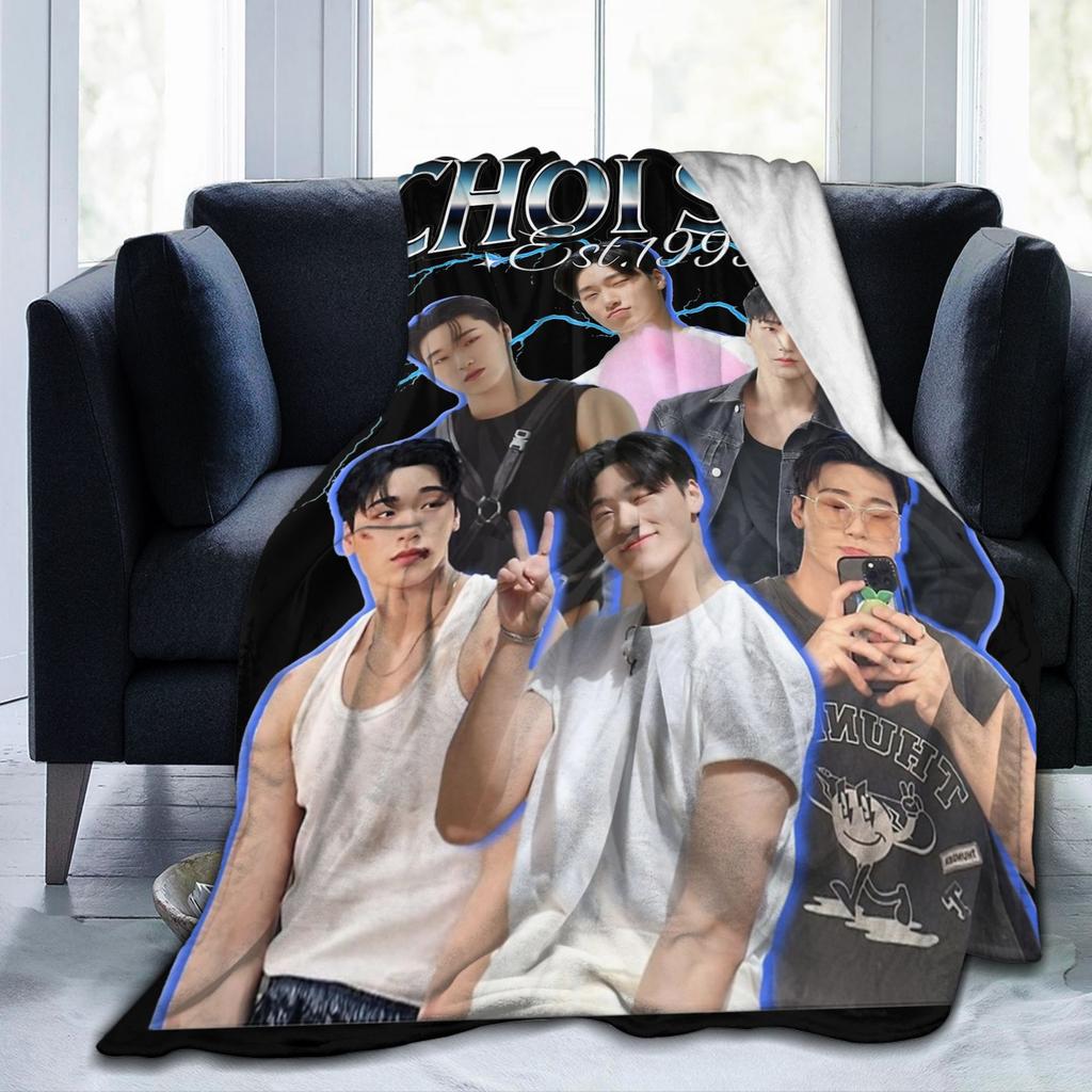 San 90s Ateez Kpop Band Blanket Velvet Autumn/Winter   Multifunction Lightweight Throw Blanket for Sofa Bedroom Quilt
