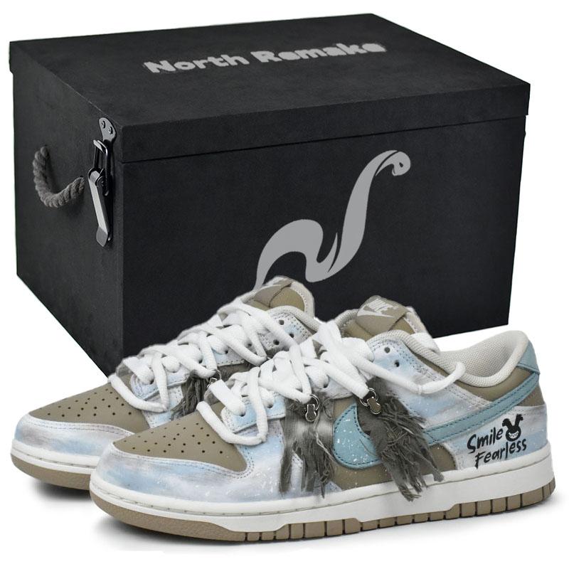 

Nike Dunk Slip Resistant Abrasion Resistant Low top Skateboard Shoes Men s Brown Blue White HQ1175-240(Team96- S-BOX) 37.5