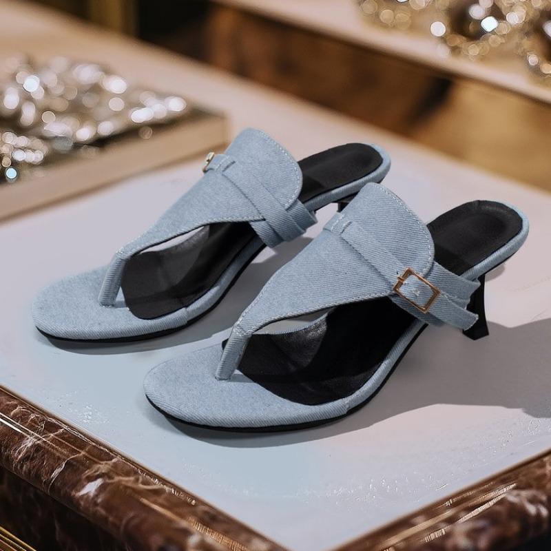 Stylish Women's Heel Flip Flops Black High Heels White Sandals Women Mules Slippers Ladies Summer Shoes 36-43 Calzado Mujer