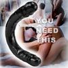 Lengthen Double Head Black Dildo Dick Realistic Blood Vessel  Penis Imitator for Man Woman No Vibrator Masturbation Adult Toys