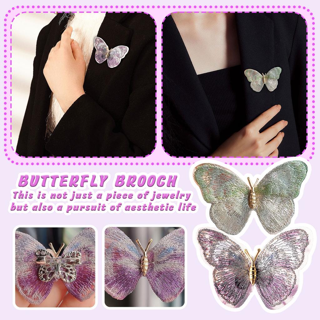Super  Light Luxury  Retro Embroidered Butterfly Brooch Dreamy Color Temperament Corsage Clothing Accessories For Women