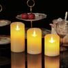 AnnTec LED Kerzenlicht, 3-teiliges Set mit realistischem flammenähnlichem Flackerlicht, warmes Licht, flammenlos, sicher, energiesparend, mit Fernbedienung,