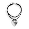 Sweet and cool exaggerated heart-shaped choker necklace, simple long flannel chain fringed necklace, jewelry